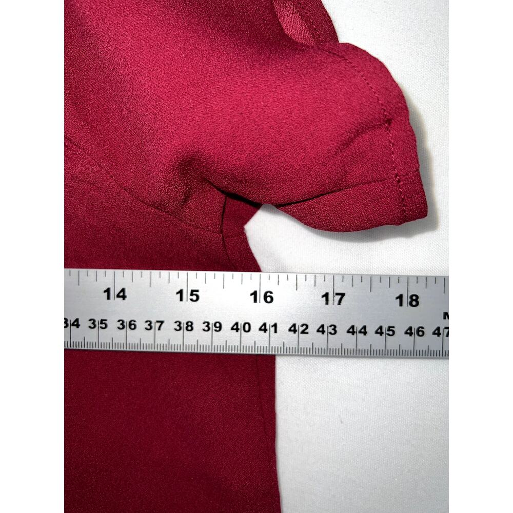 Ann Taylor Petite Blouse Women’s Size SP Red Short Sleeve 100% Polyester - Picture 5 of 6